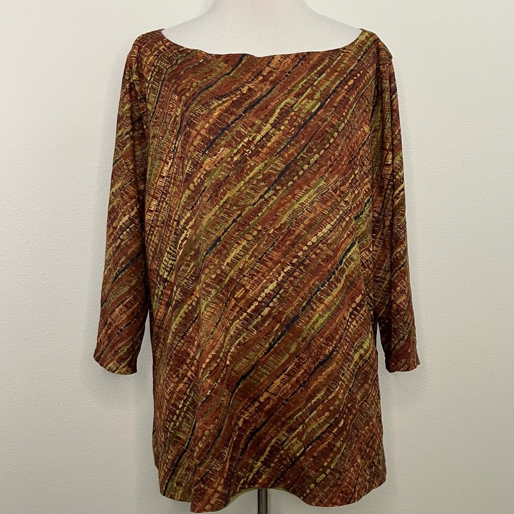 Brown & Green Patterned Top